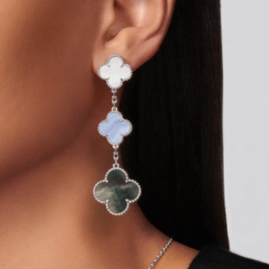 Coki Dreier Earrings - White, Light Blue, Gray / Silver