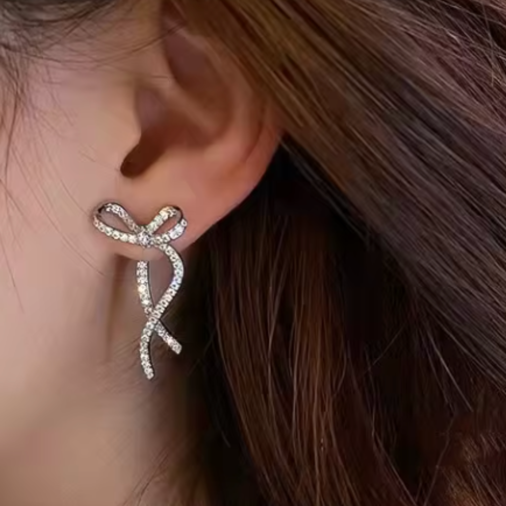 Marta Ribbon Earrings - Silver