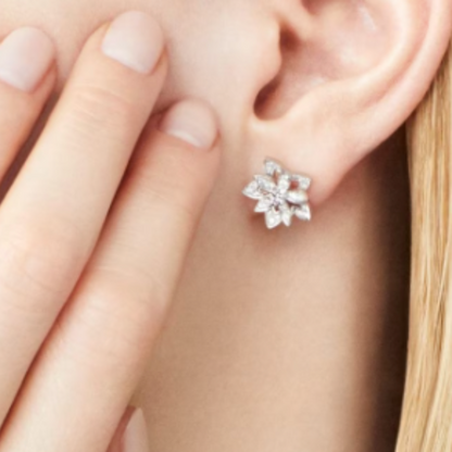 Snowflake Earrings - Diamond / Silver