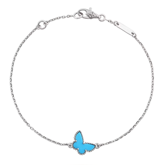 Amber Butterfly Bracelet - Silver