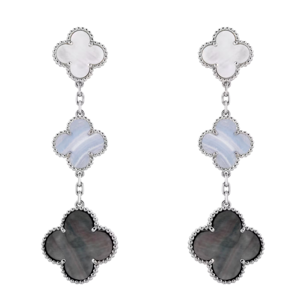 Coki Dreier Earrings - White, Light Blue, Gray / Silver