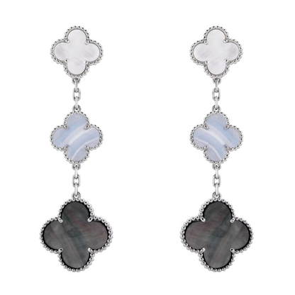 Coki Dreier Earrings - White, Light Blue, Gray / Silver