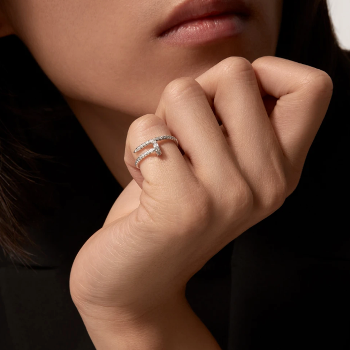 Diamond Nail Ring - Thin