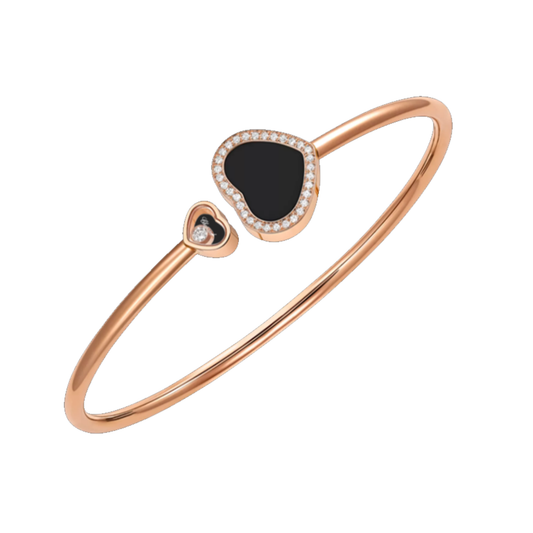Heart Bracelet - Rose Gold Black