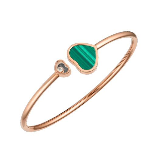 Heart Bracelet - Rose Gold Green